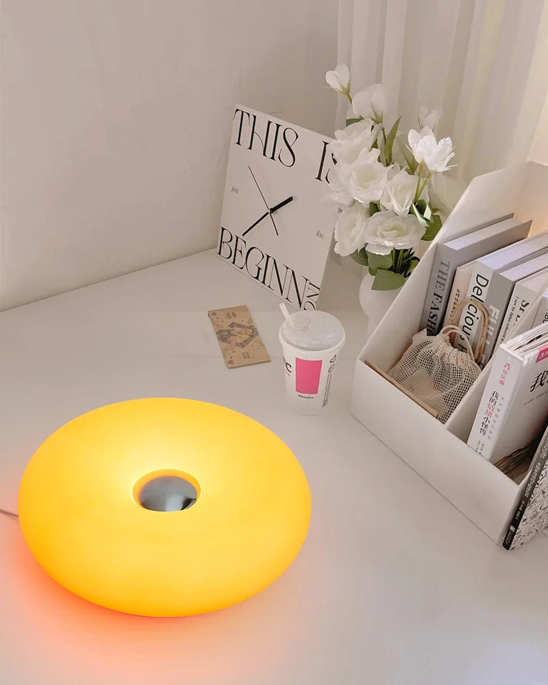 Bauhaus donut table lamp USB plug bedroom bedside decorative light living room dining room ambient light（Not glass）