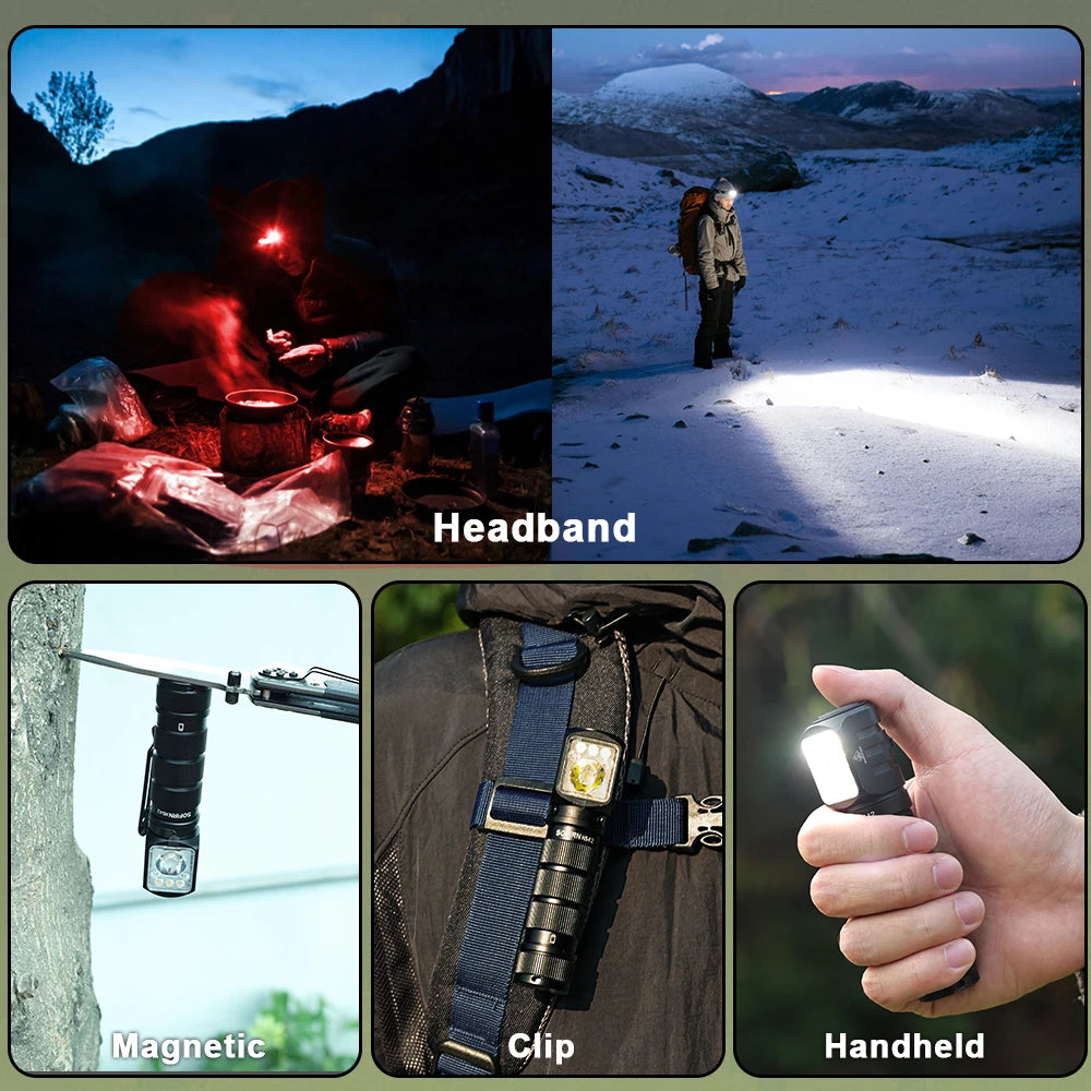 Sofirn HS42 Linterna Frontal 2100lm | SST40 LED | 18650 | USB-C Recargable | Power Bank | Magnética | Camping y Pesca