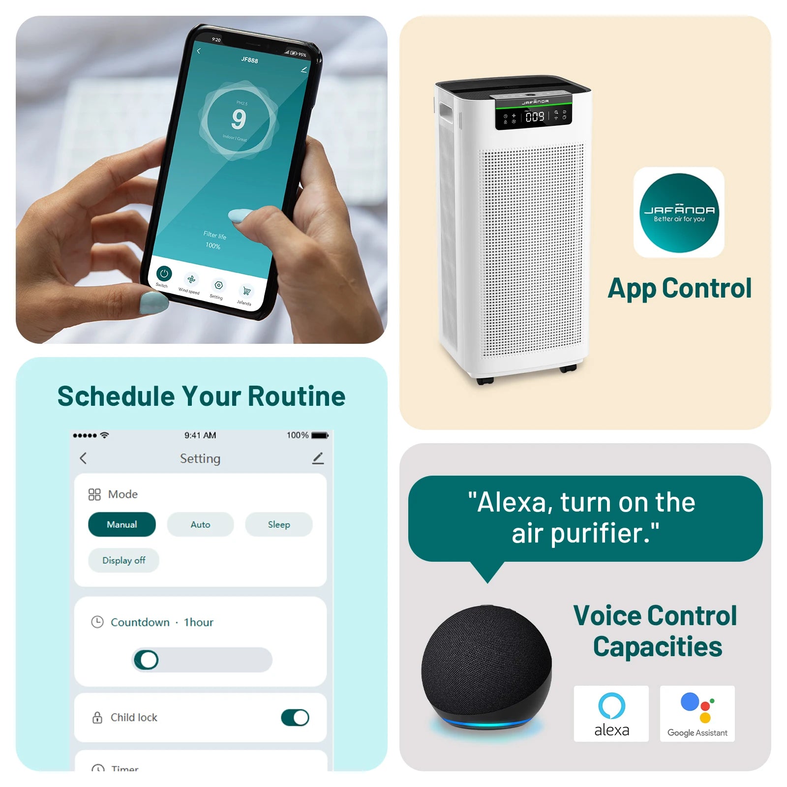 Purificador de Aire Jafànda 3800 ft² | HEPA + Carbón | App y Alexa | Hogar 🌬️