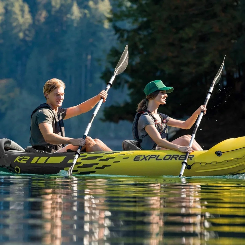 Kayak Paddle: Ribbed Spoon Shaped Blades – Durable Lightweight Shaft – Comfortable Grips – 3-Position Feather Adjustability – T