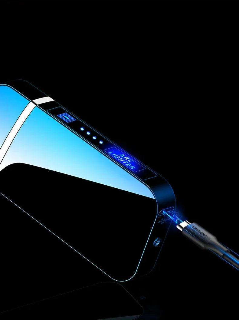 Smart Windproof Flameless Plasma Lighter | Double Arc USB Rechargeable | LED Power Display Touch | Metal Body