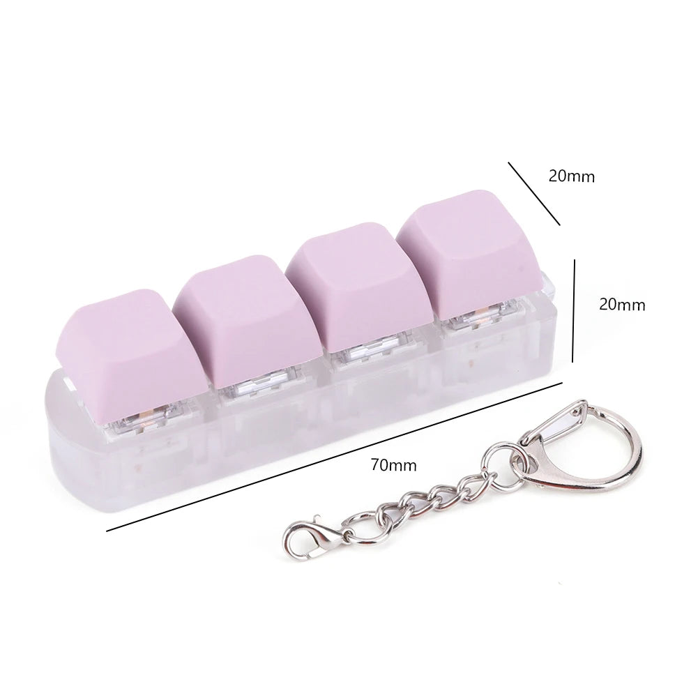4 Keys Button Keycap Fidget Keychain Keyboard Key Toy Keyboard Clicker Toy Keyboard Cube Toy for Adult Gifts To Relief Pass Time