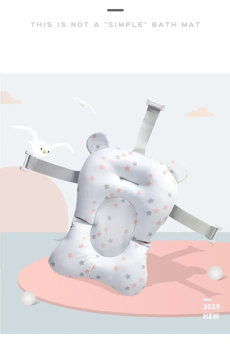 Baby Bath Seat Support Mat Foldable Baby Bath Tub Pad Chair Newborn Bathtub Pillow Infant Anti-Slip Soft Comfort Body Cushion