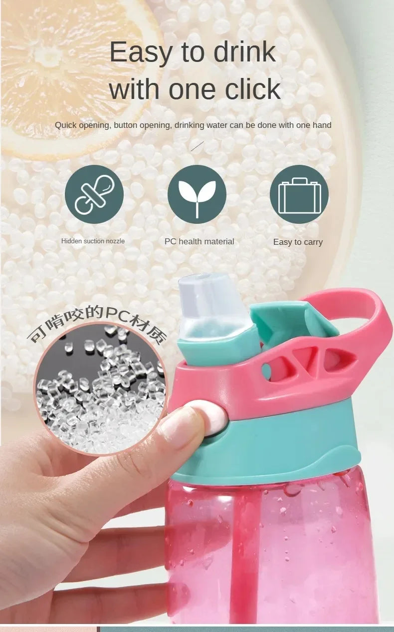Vaso Sippy Cartoon para Niños con Pitillo | Antiderrame | Portátil Exterior 🍼