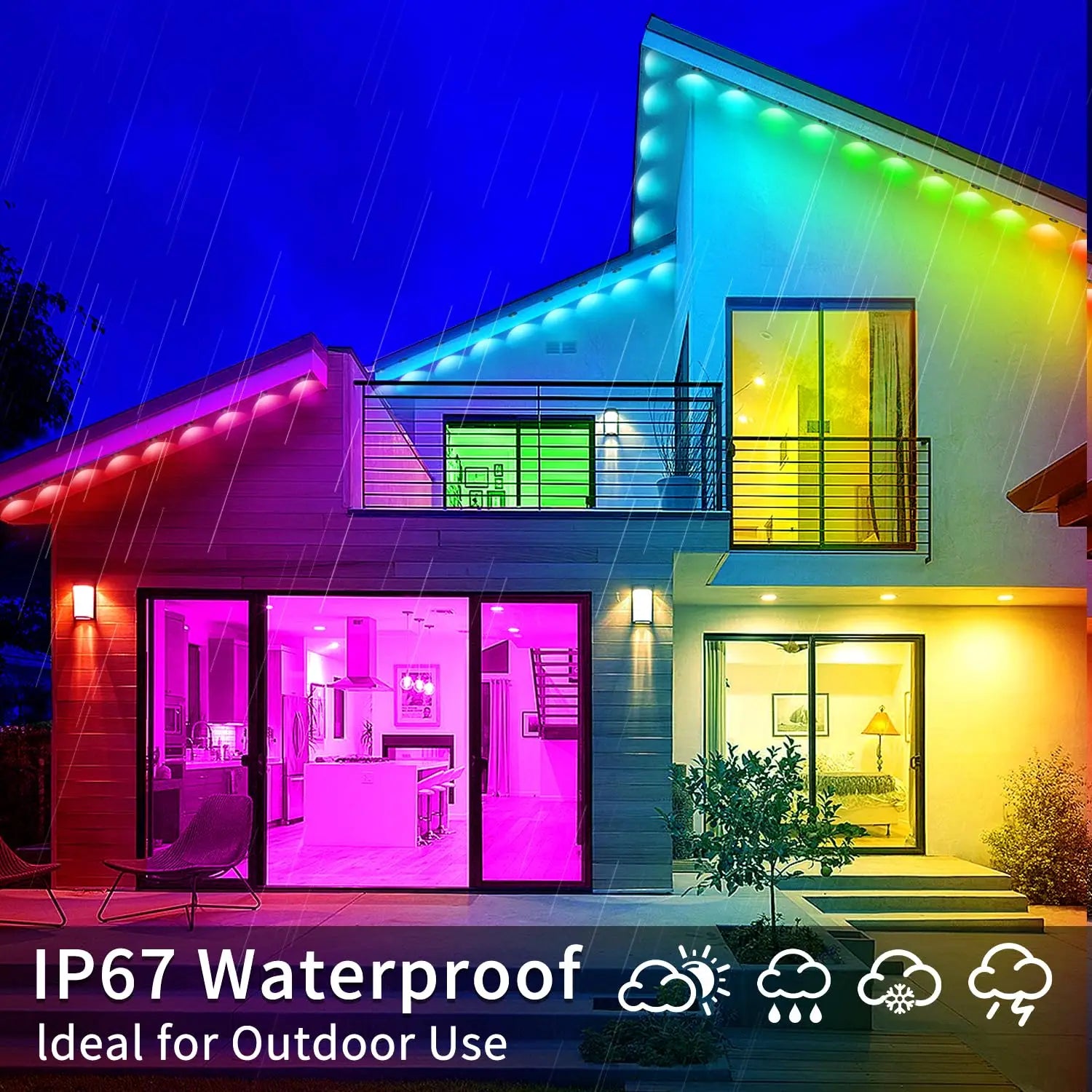 Luces Alero Exterior MIMIRGB 60m | 120LEDs RGBIC | IP67 | Alexa | Halloween y Navidad | Casa Completa - Firu Total Sales