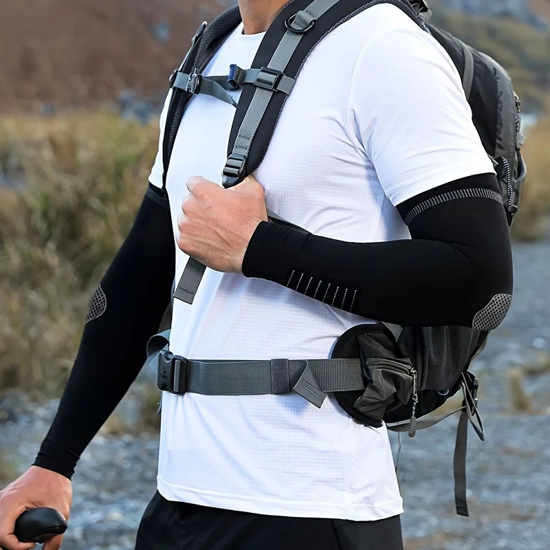 A pair of men's summer ice silk fiber sports arm guards, outdoor cycling fishing sunscreen breathable sleeves