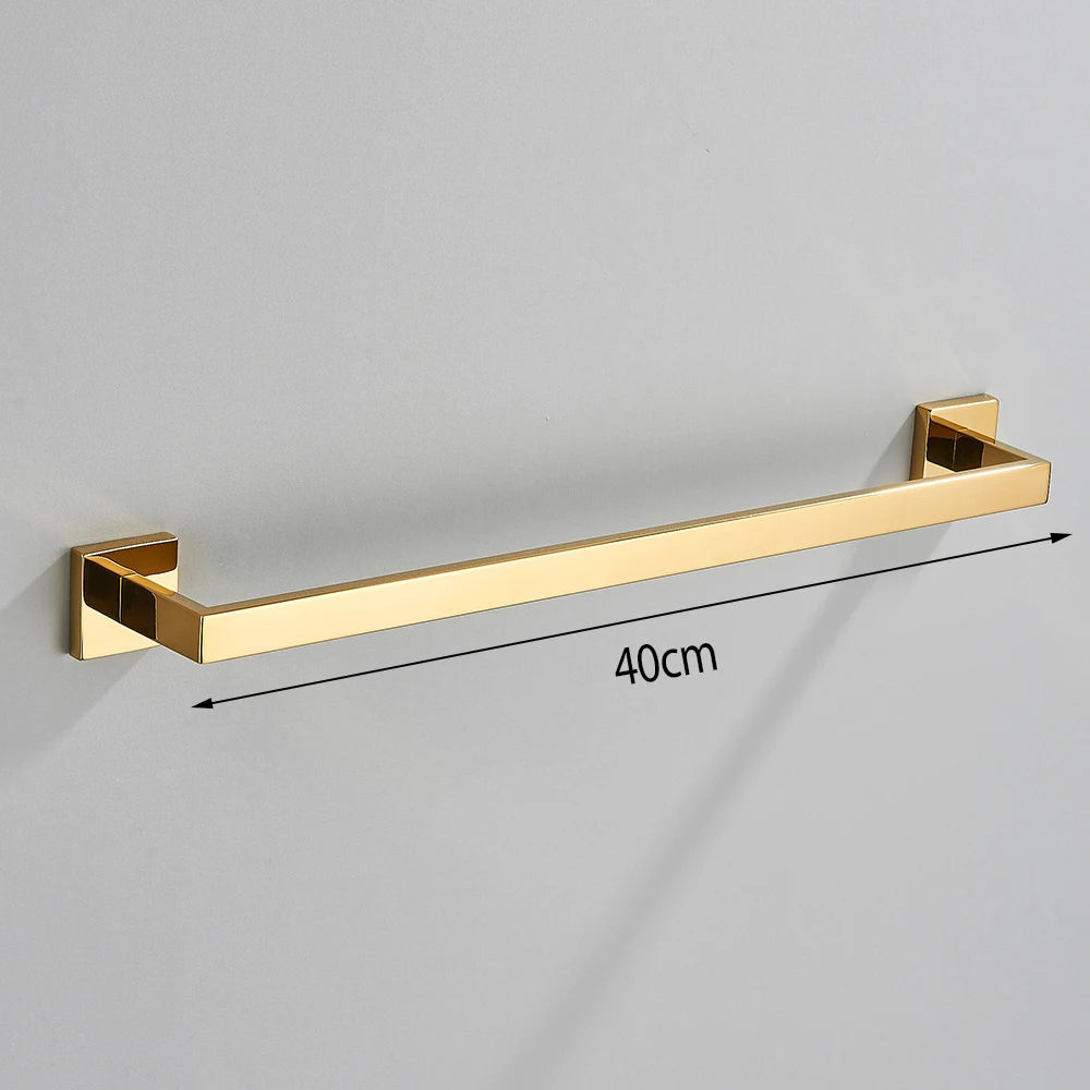Brushed GoldBathroom Hardware Set Kit Accessories Wall Shelf Towel Bar Rack Rail Robe Hanger Toilet Brush Roll Paper Holder Dish