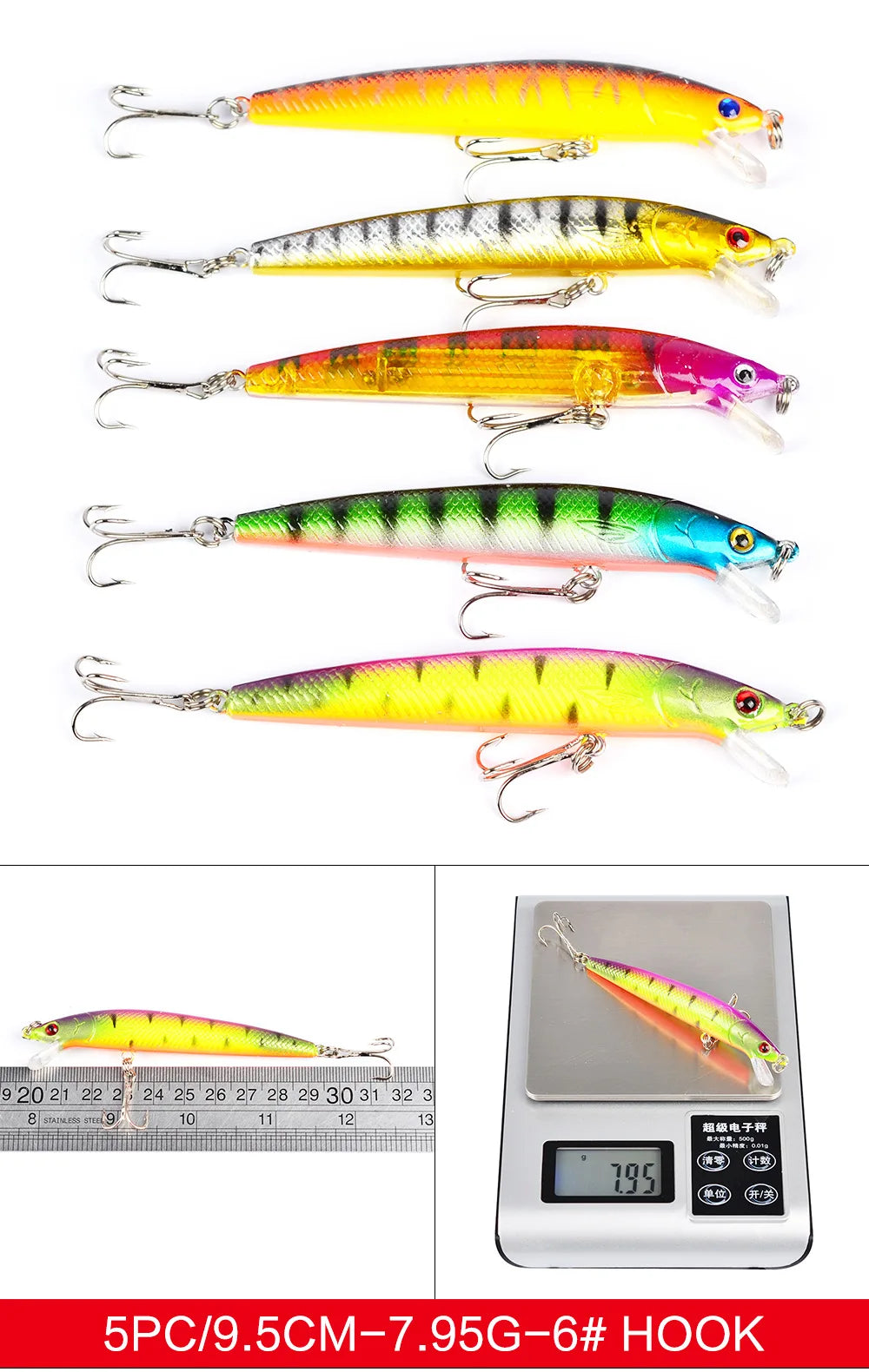Set Múltiple Señuelos Ruia | Minnow Biónico | Crankbait Hundimiento | Bass | Wobbler con Anzuelos Triples - Firu Total Sales