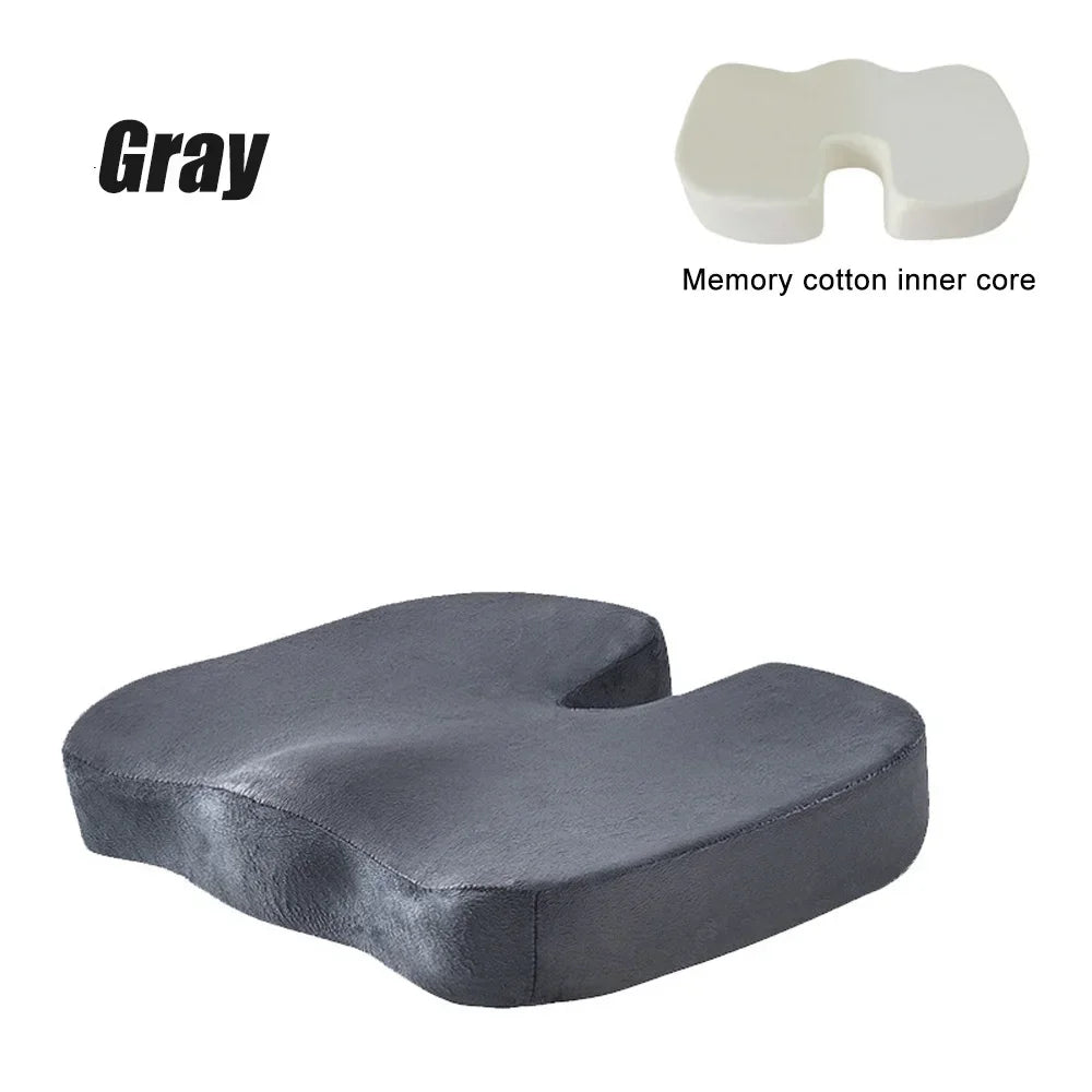 U-Shaped Memory Foam Seat Cushion, Orthopedic Pillow for Office Chair, Car, Travel, Hip & Back Support