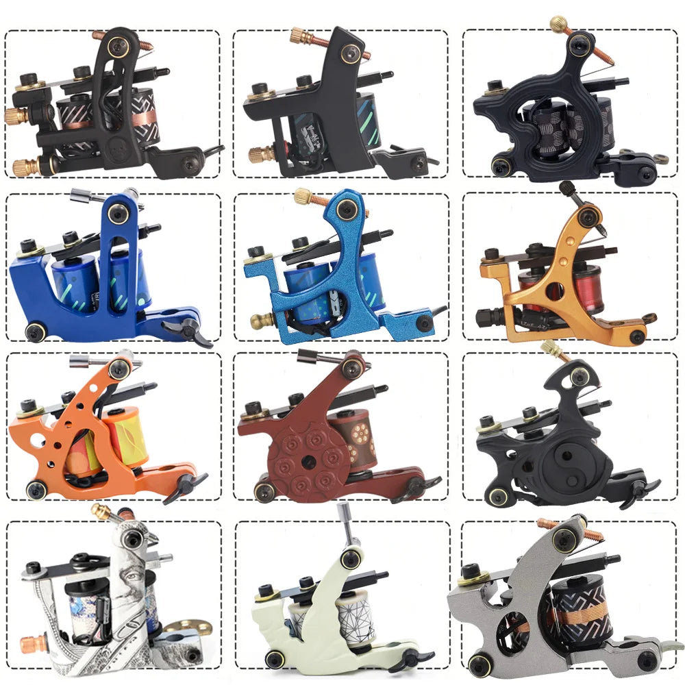 Professional Coil Tattoo Machine Gun 10 Wraps Cast Iron Tattoo Coil Machine for Tattoo Liner and Shader Traditional Tattoo Gun