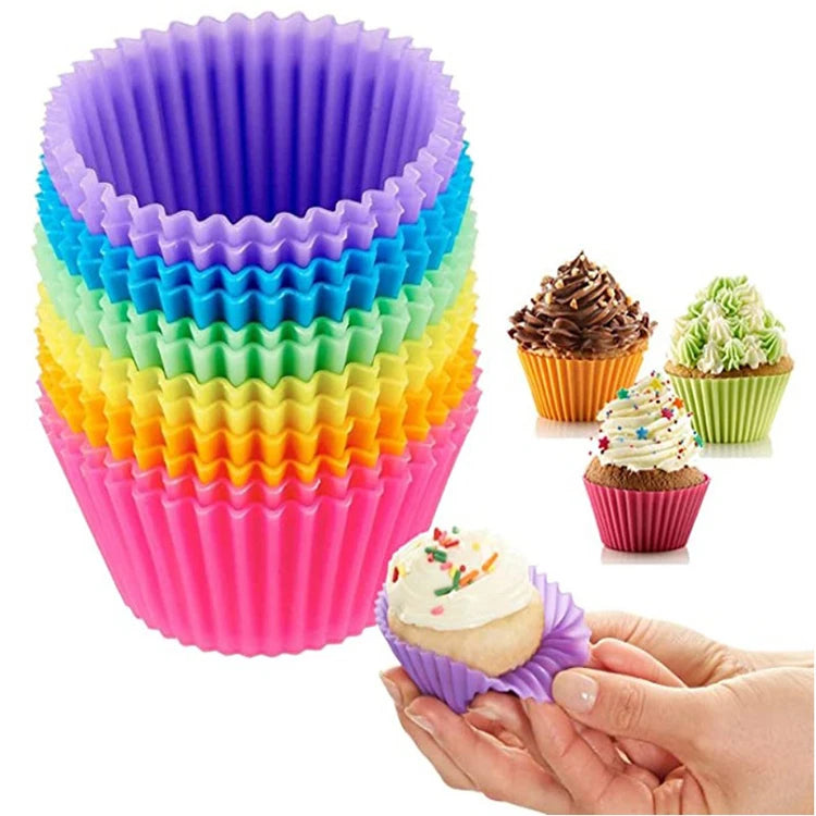 12pcs Moldes Redondos de Silicona para Muffins y Cupcakes | Air Fryer | Alta Temperatura 🍰