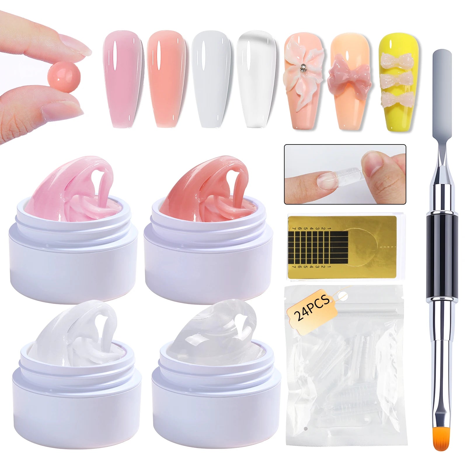 Set 7pcs Gel Extensión de Uñas UV 15ml | Escultura 3D | Moldeado Rápido 💅 - Firu Total Sales