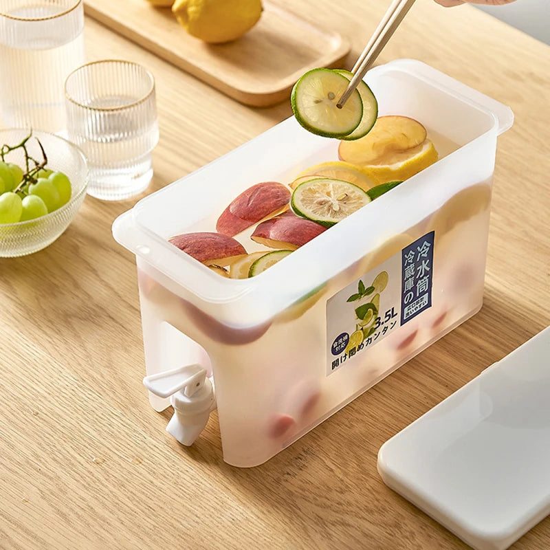 3.5L Beverage Dispenser Cold Juice Water Storage Bucket Outdoor Fridge Liquid Container