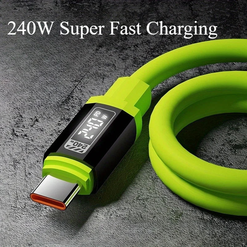 Pack 6 Cables USB-C a USB-C 240W | 2m/6.6ft | Pantalla Digital | Carga Rápida | Teléfonos Type-C