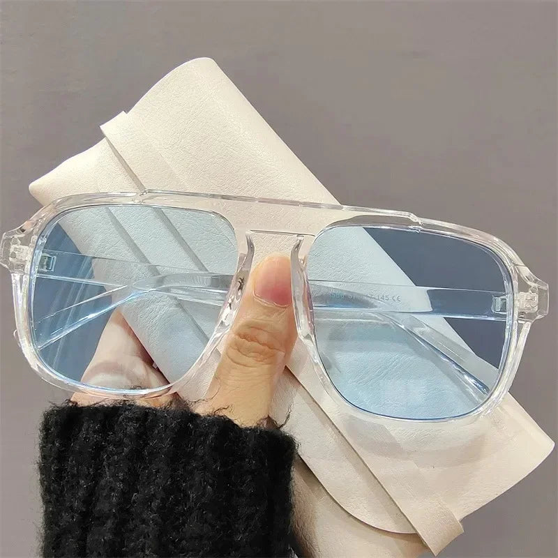 Men Oversized Frame Sunglasses Classic Big Frame Sport Eyeglasses 2024 Vintage Brand Design Shades UV400 Eyewear Trendy Glasses