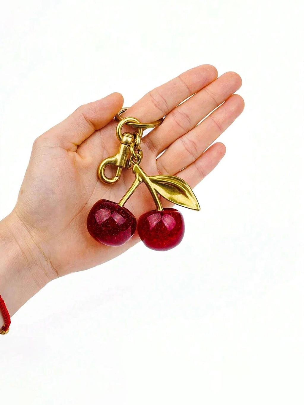New Fashion Crystal Cherry Pendant Metal Key Chain, Suitable For Daily Wear, For Bag Accessories, Can Send Family Gifts, Friends