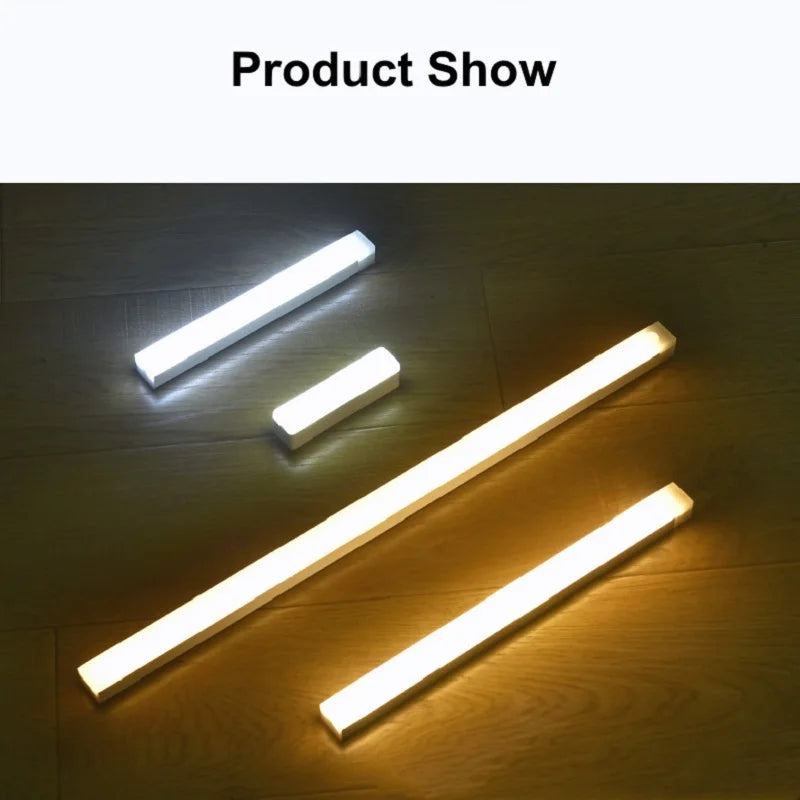 USB Rechargeable Motion Sensor LED Bar Light Induction Night Light Wireless Cordless Magnetic Cabinet Lamp for Bedroom Kitchen
