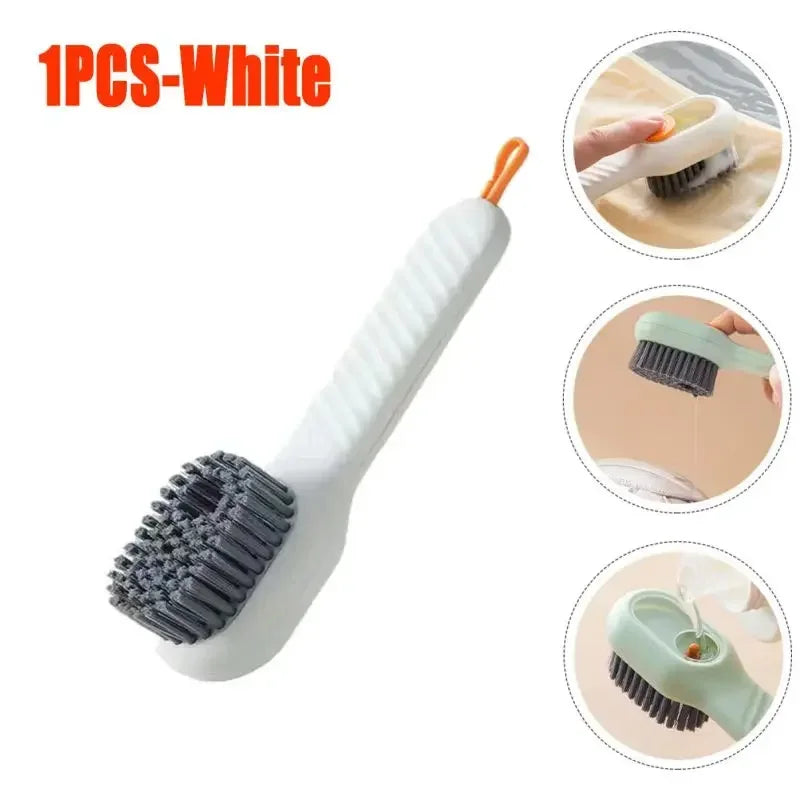 Household Shoe Cleaning Brush With Soap Dispenser Soft Hard Bristle Kitchen Scrubber Multitool For Carpet Bathroom Sneakers