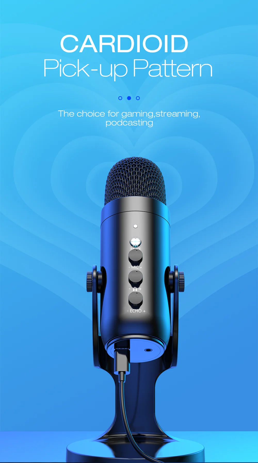Micrófono USB Condensador HAOMUREN | PC/Mac Gaming Podcast | Adaptador Teléfono y Salida Auriculares - Firu Total Sales