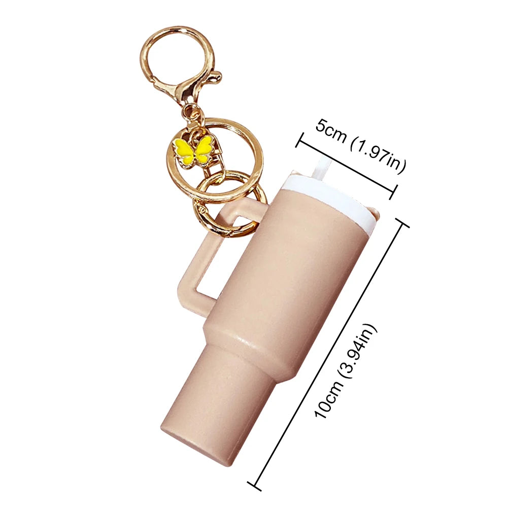 Mini Cup Keychain Lip Balm Keychain Cute Tumbler Key Ring Chapstick Holder Keychain Handbag Charms Key Ring for School Bag