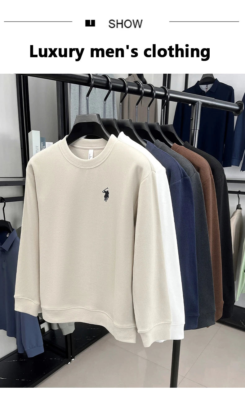 Sudadera de Lujo Manga Larga con Bordado de Pony | Casual Cuello Redondo Hombre 👔
