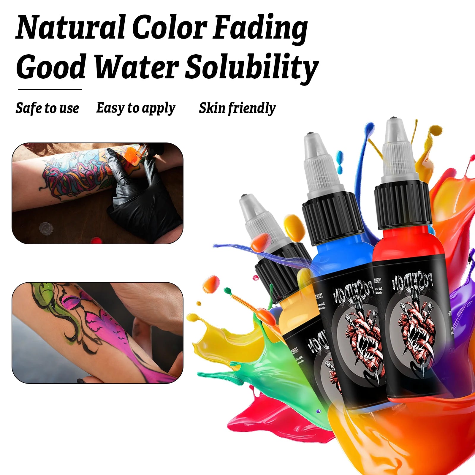 5 Color POSEIDON Tattoo Ink Hot 30ML Professional Tattoo Pigment Permanent Body Art Pigment Tattoo Ink Tattoo Supplies