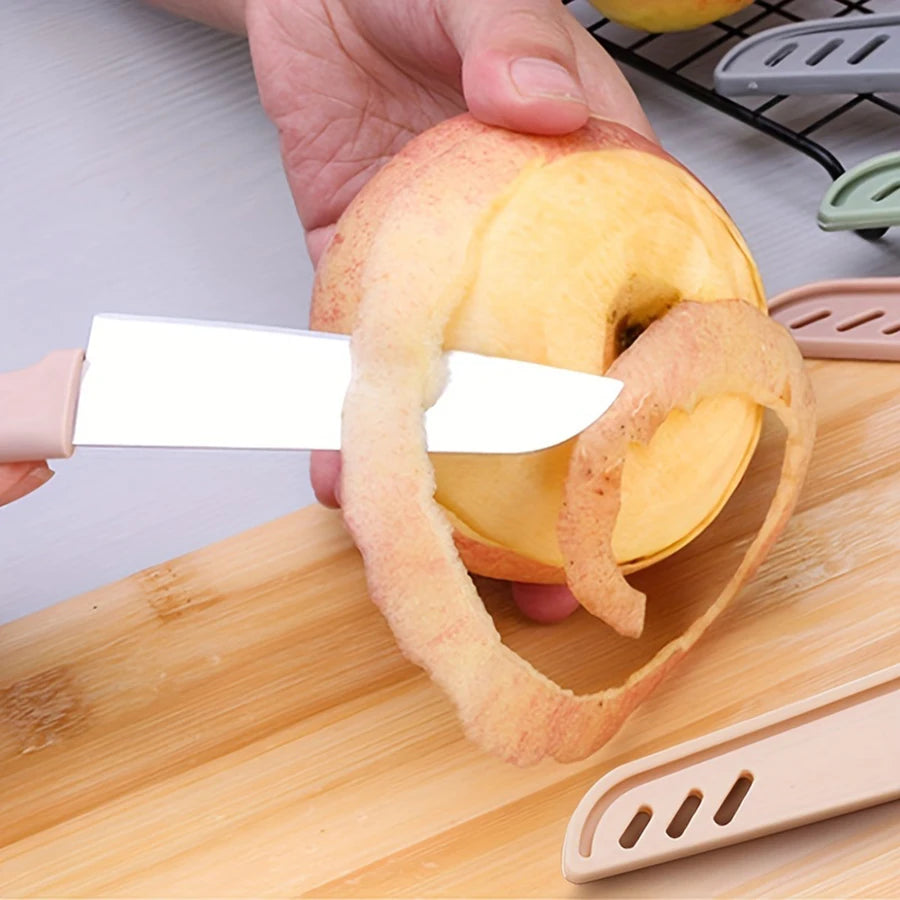 1PC Candy-colored portable fruit knife PP stainless steel thin sharp peeler peel knife kitchen household gadgets