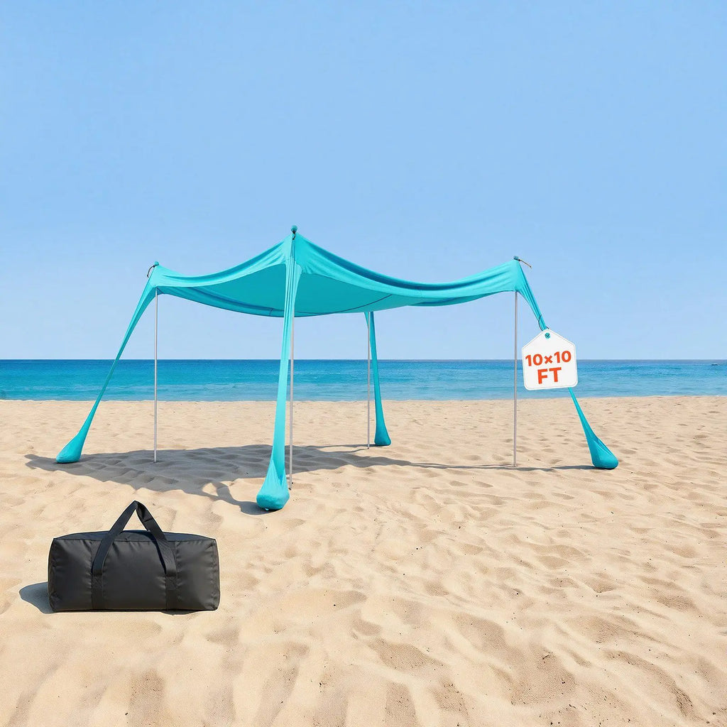Carpa de Playa Pop-Up UPF50+ Protección Solar 10x10 ft - Toldo con Bolsas de Arena