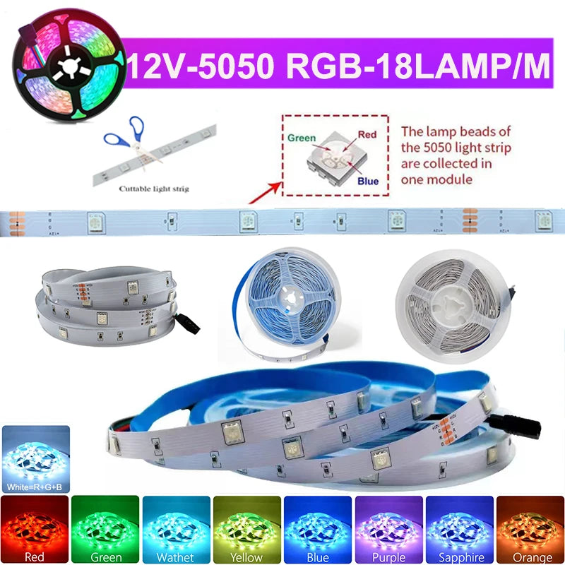 Tira LED RGB 5050 Vogliovoi WiFi | Bluetooth | Adhesiva | Tuya/Smart Life | Alexa y Google | Dormitorio - Firu Total Sales