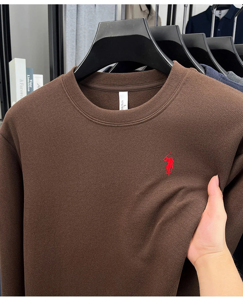 Sudadera de Lujo Manga Larga con Bordado de Pony | Casual Cuello Redondo Hombre 👔