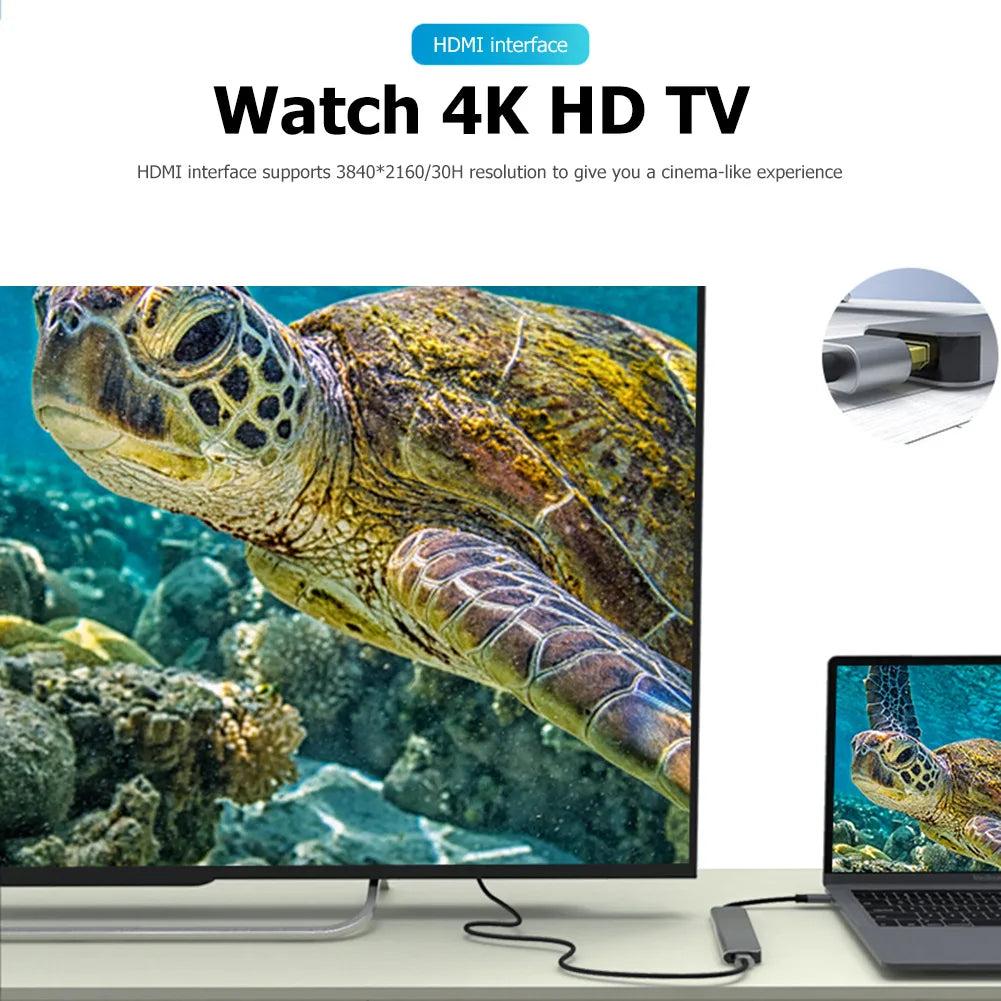 5 Ports USB C Hub to 4K HDMI-Compatible PD fast charge USB 3.0 2.0 HUB Type C Charging Docking for MacBook iPad Samsung