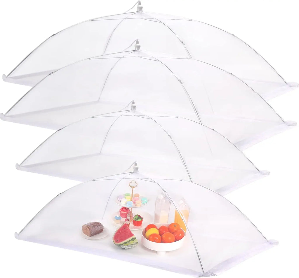 4-Piece Large Mesh Food Cover Tent Set for Outdoor BBQs, Picnics & Parties - Collapsible Design with Storage Bag (2 Sizes)