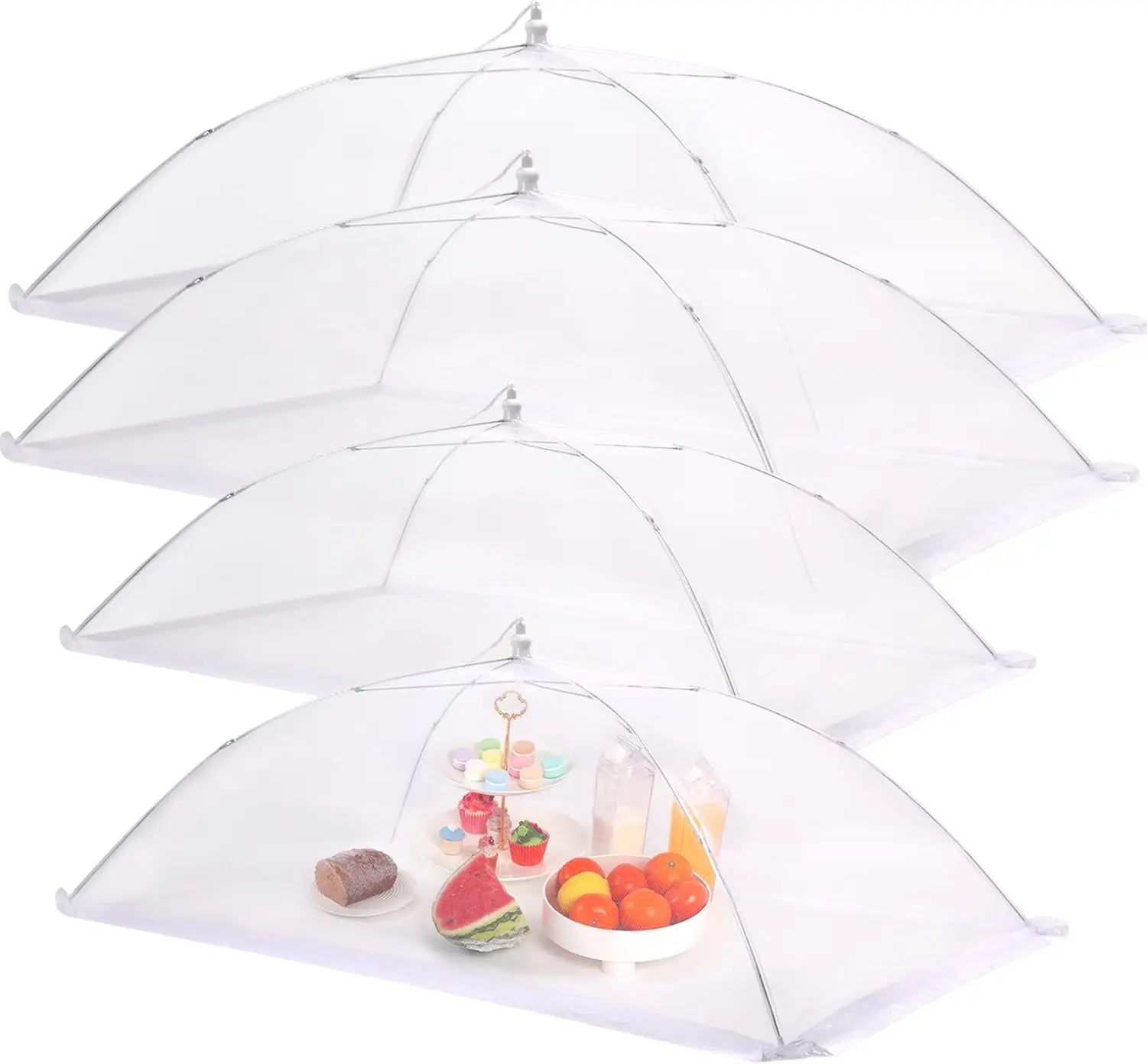 4-Piece Large Mesh Food Cover Tent Set for Outdoor BBQs, Picnics & Parties - Collapsible Design with Storage Bag (2 Sizes)