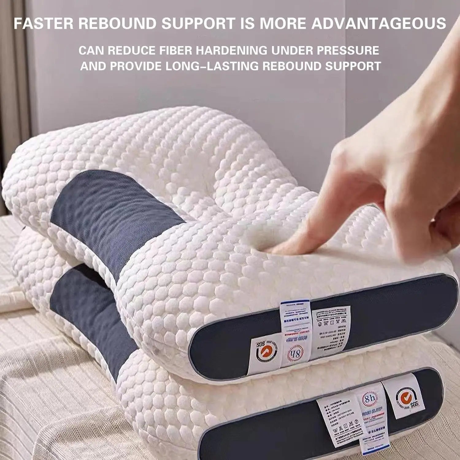Set of two knitted cotton neck pillows, soft home pillows, dual-purpose support for side and back sleeping. Bedding gift.