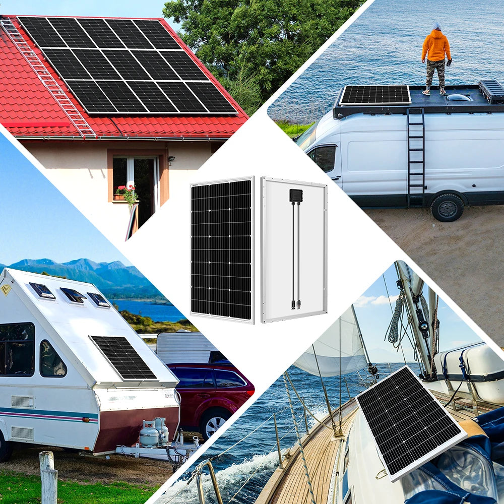 DOKIO 18V 100W-200W Rigid Solar Panel China Monocrystalline Silicon Waterproof Solar Panel #DSP-100M/DSP-100MX2 Camping/Home/RV
