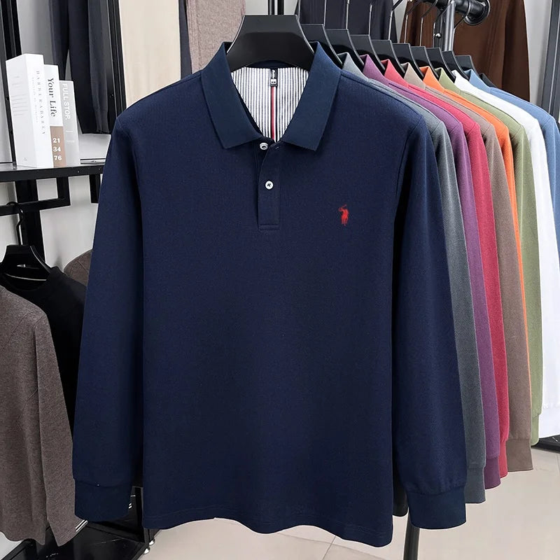 Polo Manga Larga 100% Algodón con Bordado de Pony | Casual Business Hombre 👔
