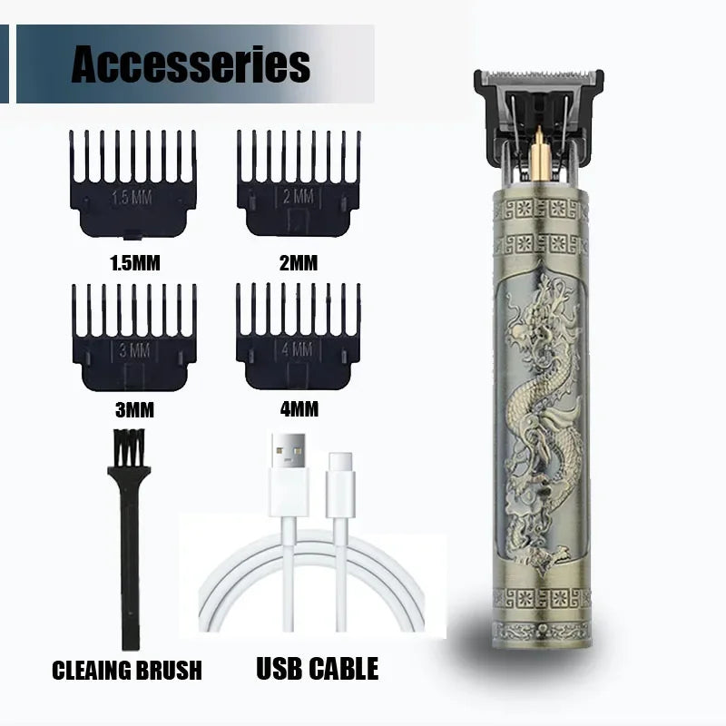 New！T9 Electric Hair Trimmer/Accessories | USB Professional Shaver | 0mm Bald Fade Cutting Machine Portable for Men Home Haircut - Firu Total Sales