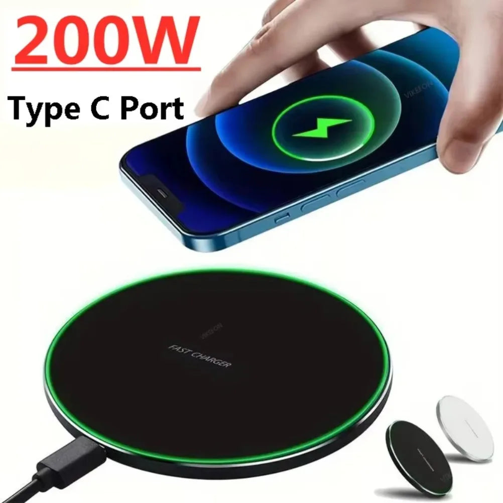200W Fast Wireless Charging Pad | Samsung Galaxy S25/S24 + iPhone 16/15/14 + Xiaomi