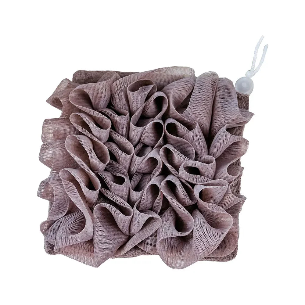 Two-in-one Bath Towel Can Put Soap Bath Ball Portable Double-sided Bath Flowers Skin Care Exfoliation Body Scrub Containers