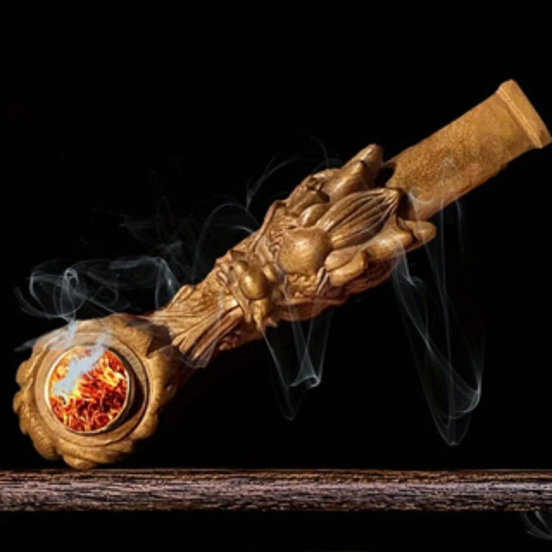 Rosewood Tobacco Pipe for Men, Removable Washable Exquisite Carving Cigarette Holder Pipes Smoking Accessories Gifts Father Male