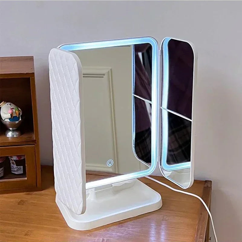 Espejo Maquillaje Plegable 3 Paneles con Luces LED | Luz de Relleno Inteligente | Tocador y Dormitorio - Firu Total Sales