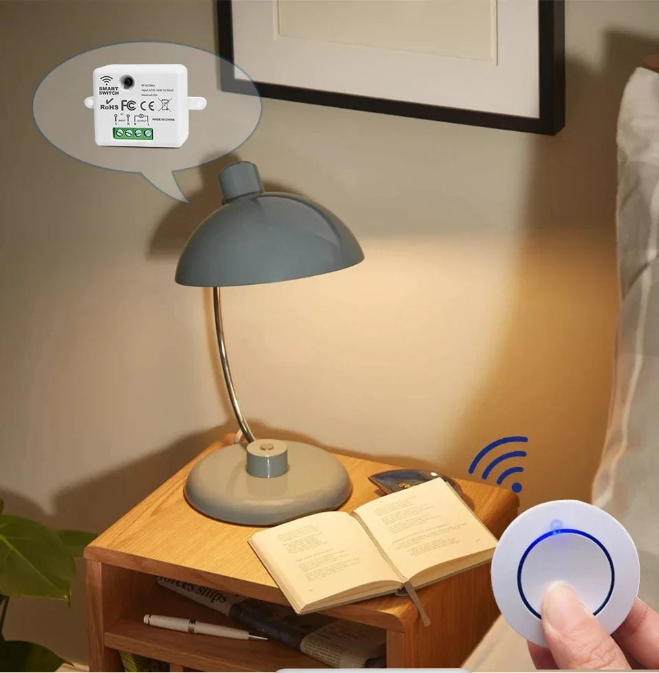433MHz Wireless Light Switch 220V 110V 10A Relay Breaker Remote Control Mini Round Button Switch for Home LED Lamp Wall Switch
