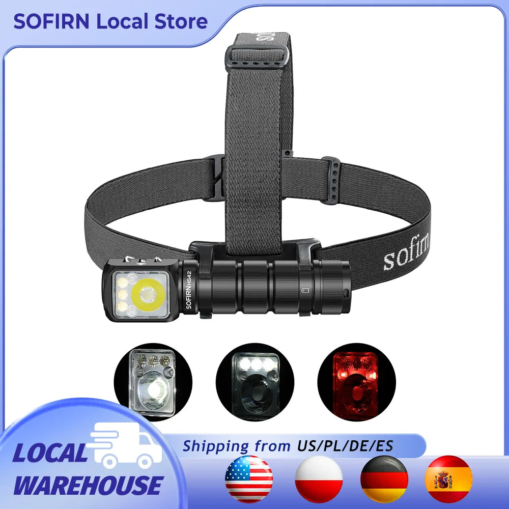 Sofirn HS42 Linterna Frontal 2100lm | SST40 LED | 18650 | USB-C Recargable | Power Bank | Magnética | Camping y Pesca