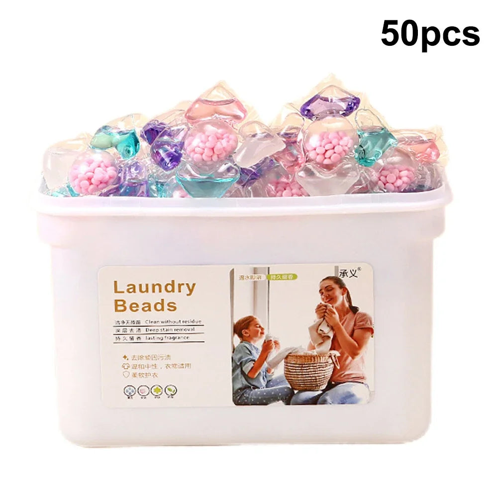 100/50Pcs Multi-purpose Strong Detergent 5 in 1 Detergent Liquid Capsule Ball Laundry Scent Fragrance Beads for Home Dormitory
