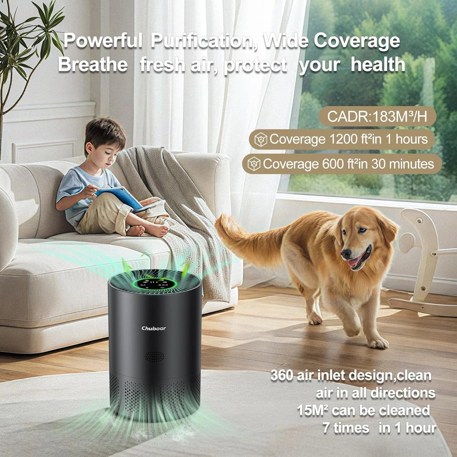 Purificador de Aire Chuboor H13 HEPA | Cocina y Baño | Elimina Olores y PM2.5 🌬️