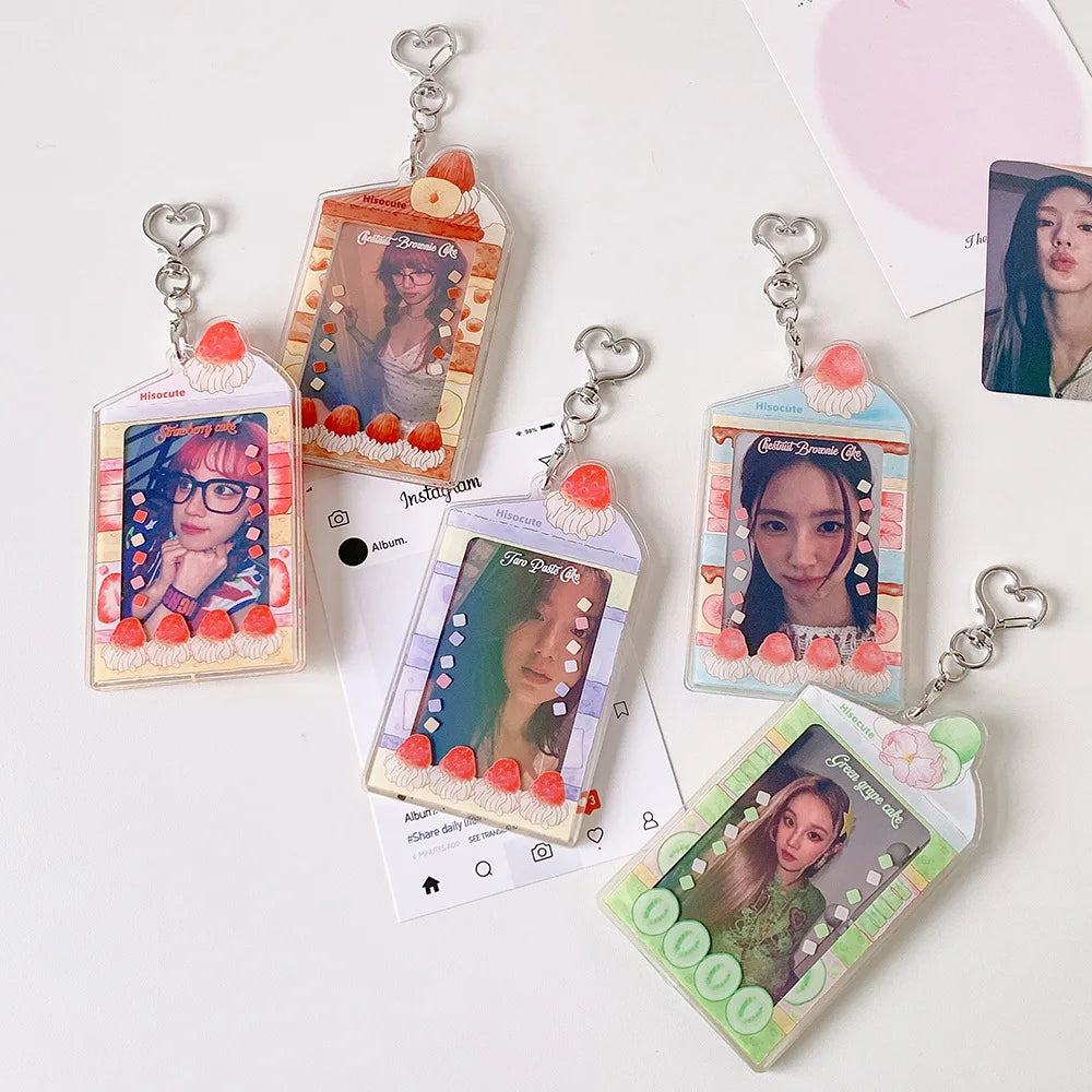 MINKYS Summer Fruit Acrylic 3 inch Kpop Photocard Holder Photo Card Holder Bag Pendant School Stationery