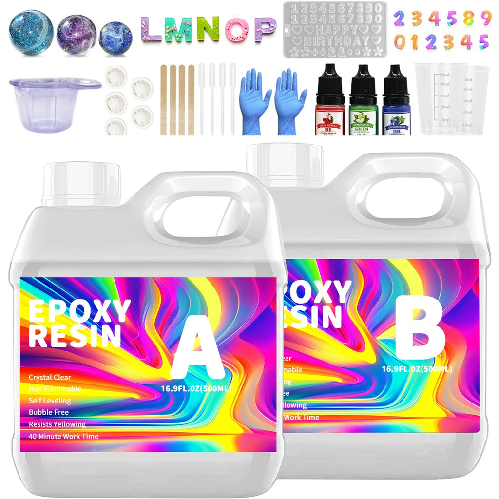 Resina Epoxi Transparente Profesional 500ML | Bajo Olor | Joyería y Mesas de Río ✨