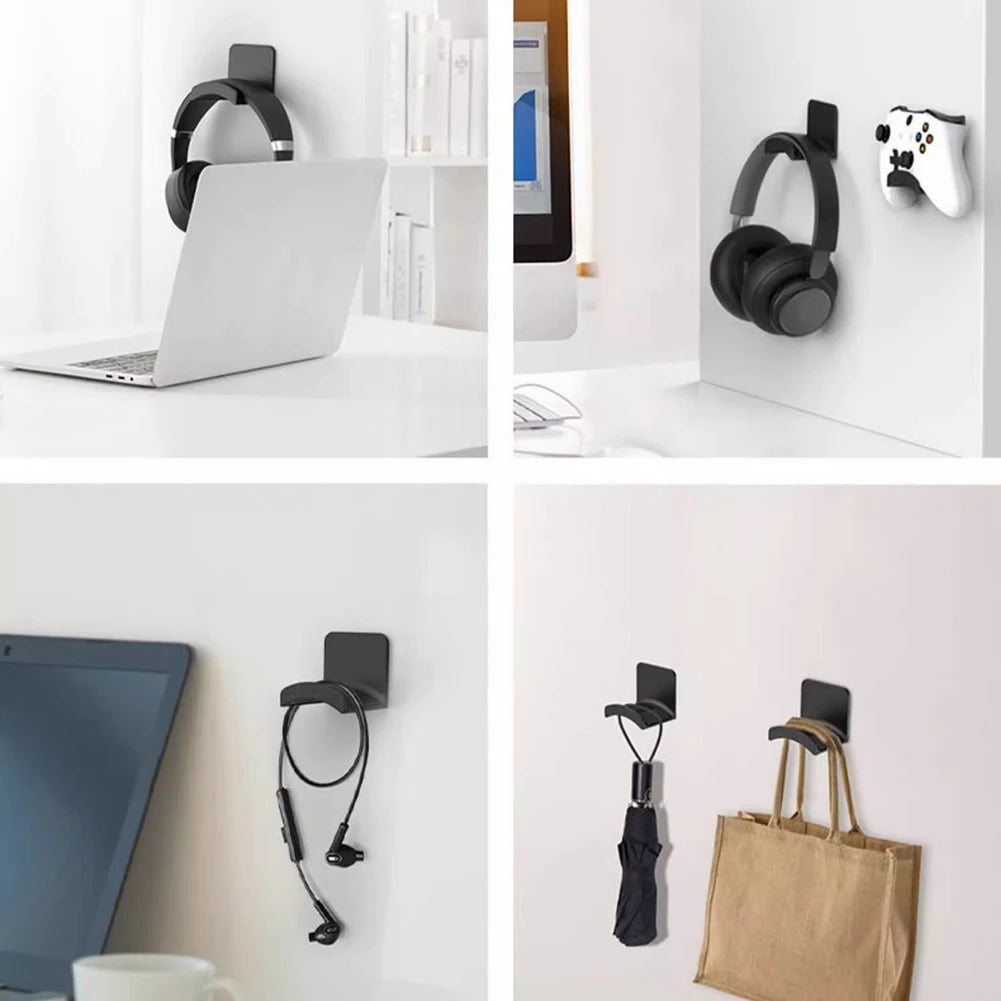 1-5PCS Universal Headphone Stand Adhensive Plastic Wall Mount Hanger Under Desk Headset Rack Holder Support for Gaming Earphone