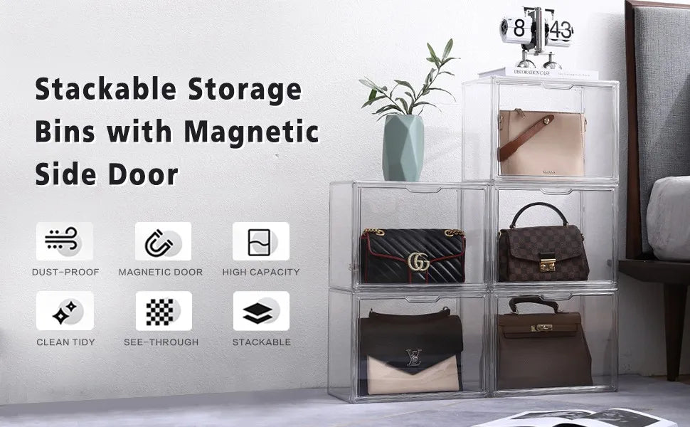 1pc/3pcs Clear Display Case Large Capacity Storage Box Organizer For Figures Acrylic Box Blind Box Makeup Toy Showcase For Bag