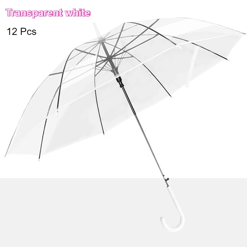 5-12pcs Frosted Transparent 90cm Umbrella Bulk Sets Woman Ultralight Metro Stations Wedding Travel 8 Bones Long Handle Umbrellas